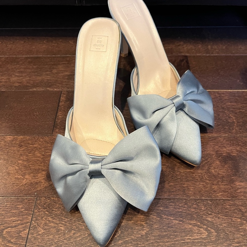 DB Studio Satin Blue Bow Mules